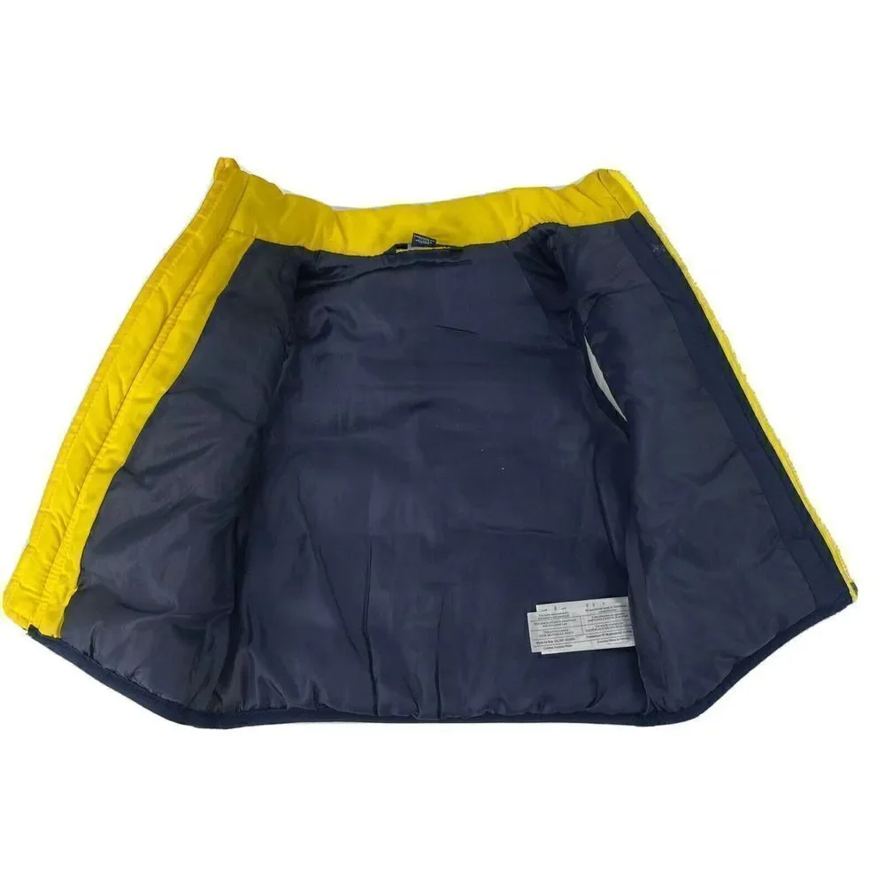Nautica Spellout Puffer Vest Logo Color Blocked Yellow Blue Baby Size 6-9 Month